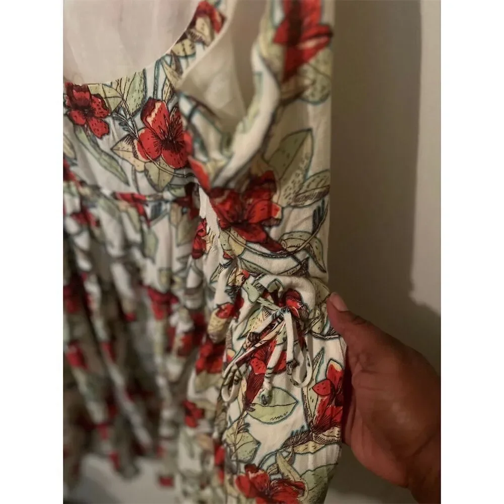Free People Dear You Floral Mini Dress White Sleeveless‎ Fit & Flare Size M